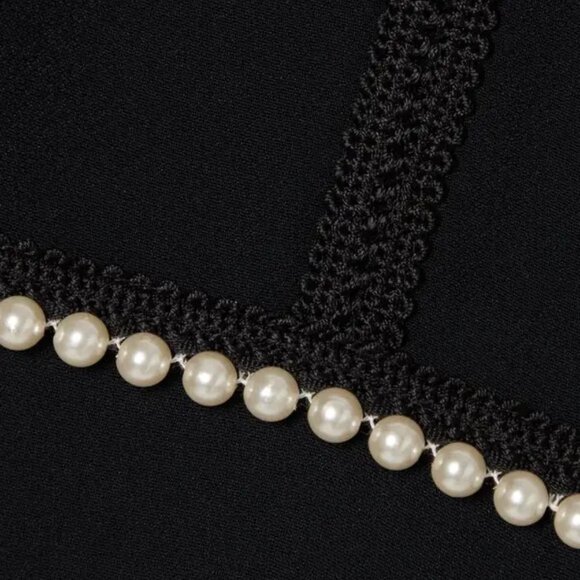 NEW ANDREW GN Faux Pearl-Embellished Crepe Midi Dress Black Size 12 - Picture 5 of 9